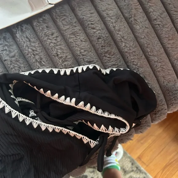 Black One-Piece Swimsuit with White Trim - Picture 12 of 13